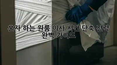 혼자 하는 원룸 이사? 시간 단축 전략 완벽 가이드!